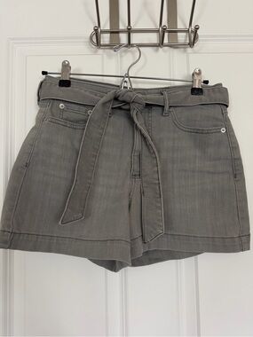 Banana Republic Gray High-Waist Tie-Belt Shorts